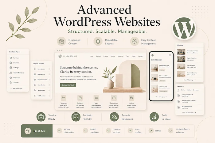 A-graphic-displaying-Advanced-Wordpress-Websites-for-businesses-that-need-more-structure-than-a-basic-website-landscape-veiw