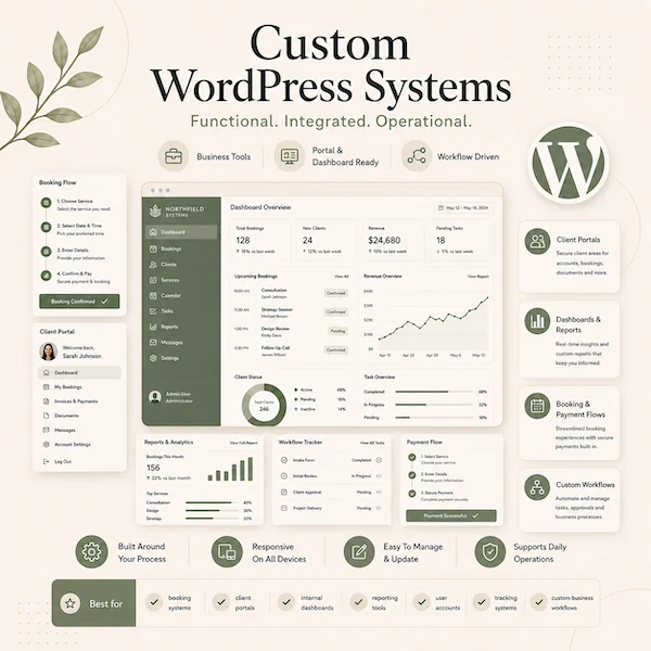 A-graphic-displaying-Custom-Worpress-Systems-For-businesses-that-need-WordPress-to-do-more-than-display-information