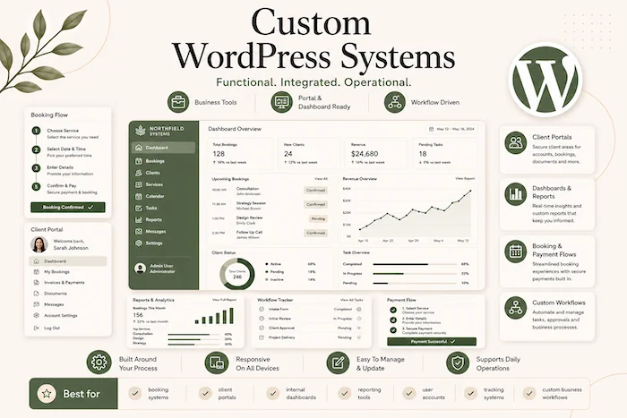 A-graphic-displaying-Custom-Worpress-Systems-For-businesses-that-need-WordPress-to-do-more-than-display-information