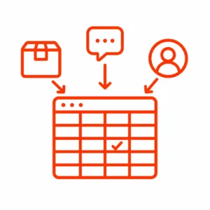 Icon of: Orders, requests or leads are tracked on spreadsheets
