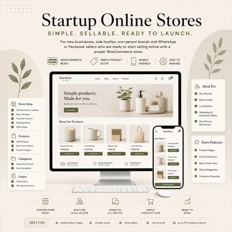 WooCommerce startup online store layout for a small business selling products online