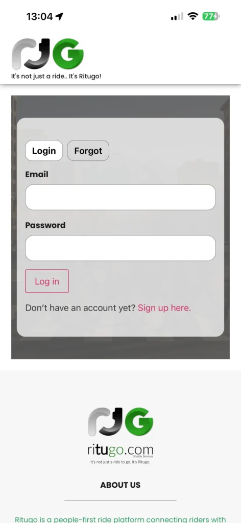 A screenshot of Ritugo.com displaying one of the system's operating features 2