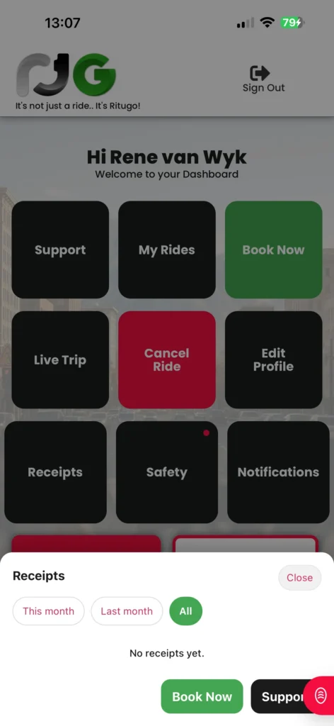 A screenshot of Ritugo.com displaying one of the system's operating features 6