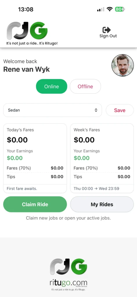 A screenshot of Ritugo.com displaying one of the system's operating features 8