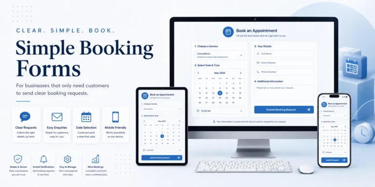 Simple Booking Forms For businesses that only need customers to send clear booking requests.