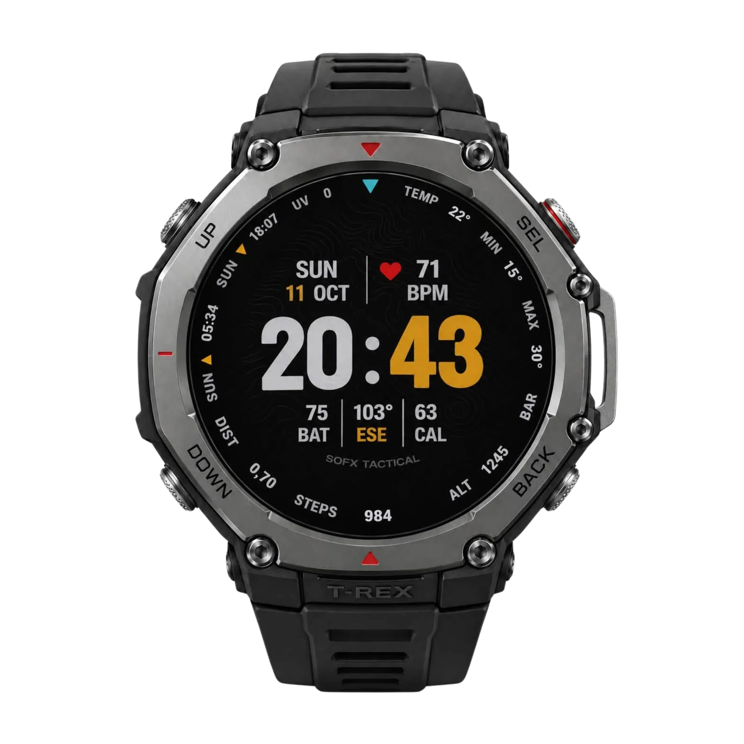 T-Rex 3 Watch Face | SOFX Tactical Compass for Amazfit (Always on Display)